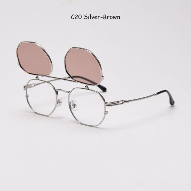 Flat Lens Hexagonal Sunglasses Polarized Polygon Flips Up Popular Design Sunglasses For Women Vintage Shape Punk Sunglasses For Men Attractive Elegant Sunglasses For Women Eyeglasses Shades