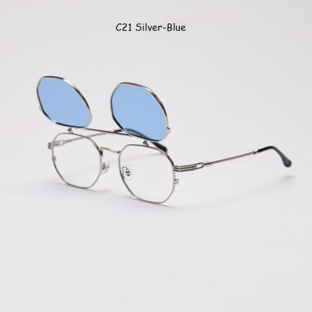 Flat Lens Hexagonal Sunglasses Polarized Polygon Flips Up Popular Design Sunglasses For Women Vintage Shape Punk Sunglasses For Men Attractive Elegant Sunglasses For Women Eyeglasses Shades