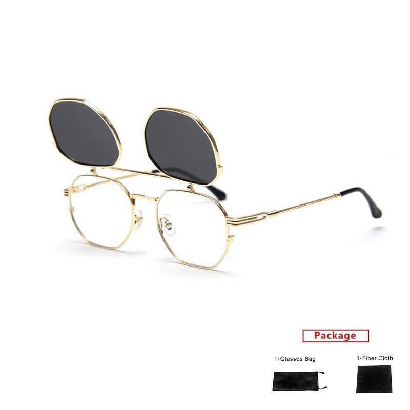 Flat Lens Hexagonal Sunglasses Polarized Polygon Flips Up Popular Design Sunglasses For Women Vintage Shape Punk Sunglasses For Men Attractive Elegant Sunglasses For Women Eyeglasses Shades