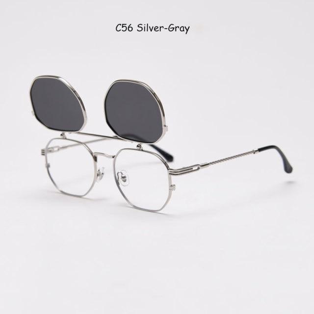 Flat Lens Hexagonal Sunglasses Polarized Polygon Flips Up Popular Design Sunglasses For Women Vintage Shape Punk Sunglasses For Men Attractive Elegant Sunglasses For Women Eyeglasses Shades