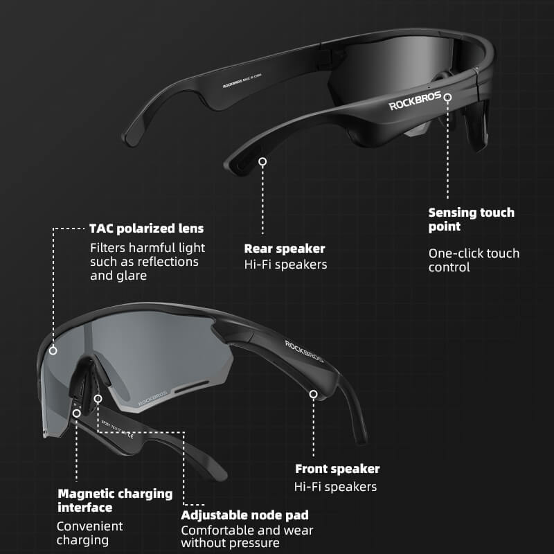 ROCKBROS Bluetooth Cycling Sunglasses Polarized Smart Glasses